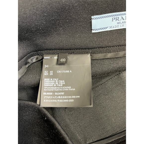 PRADA Black Neoprene Cotton Wrap Rubber Logo Patch Knee Length Skirt 40 US 4 - Picture 6 of 7